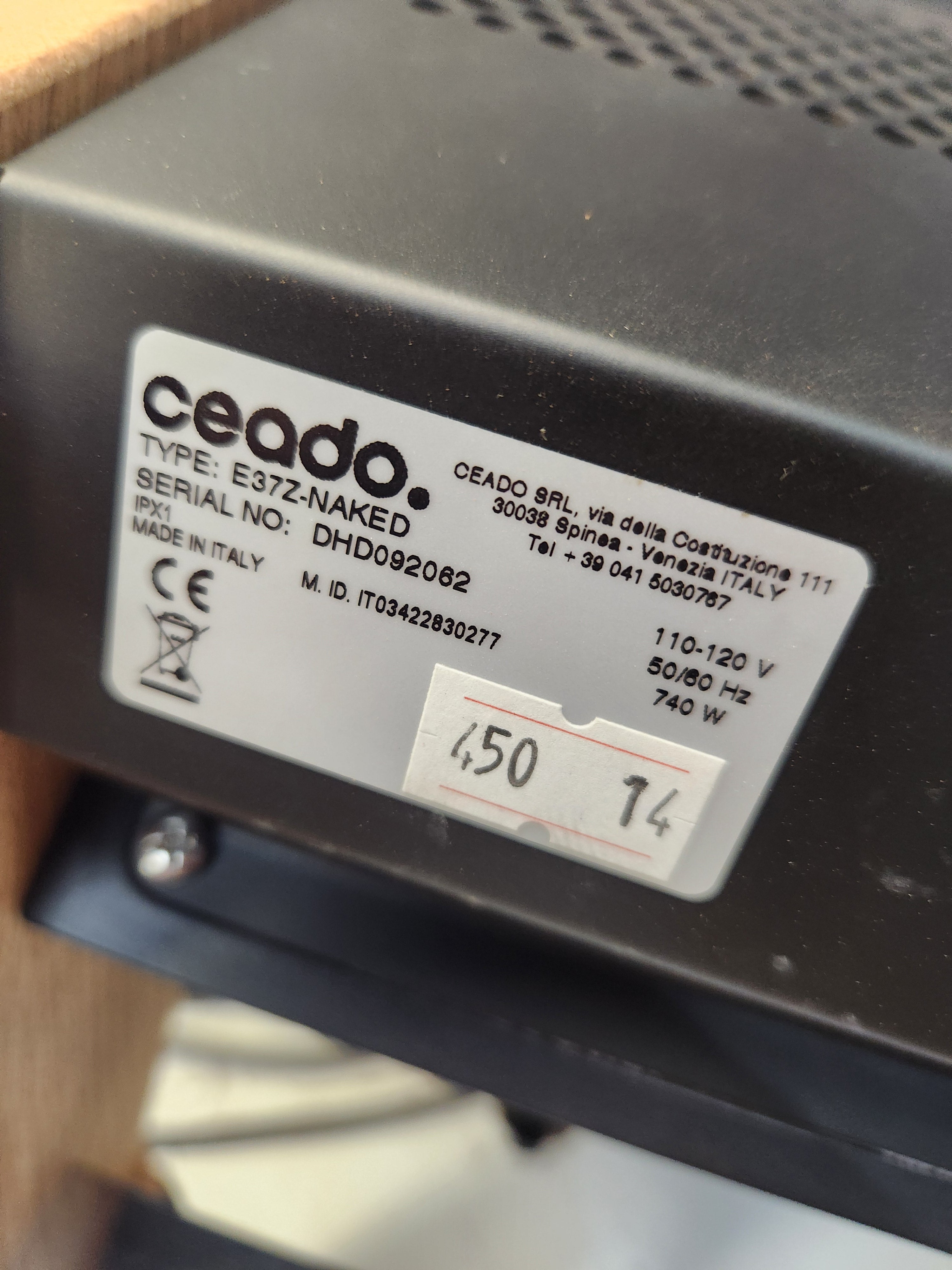 Ceado E37Z Naked Single Dose Espresso Grinder Black DEMO DHD092066